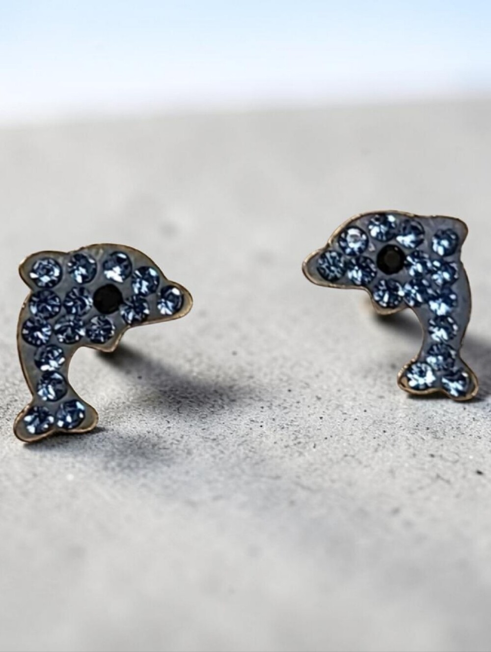 Dolphin rhinestone sparkling earrings